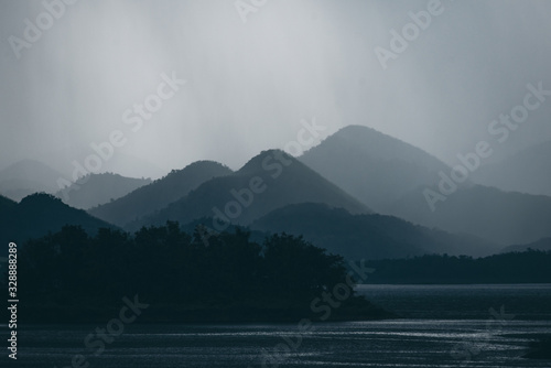 dark tone of mountain layer...