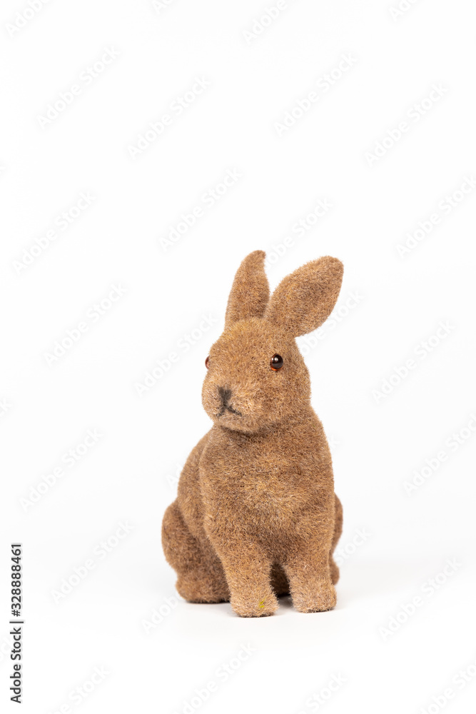 Obraz premium Easter brown rabbit isolated on white background