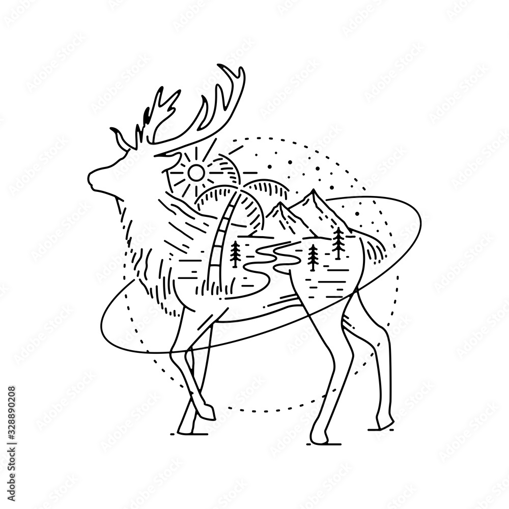 Fototapeta premium Deer and Beach Theme outdoor badge design