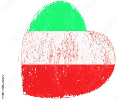 Cuore verde bianco e rosso - bandiera