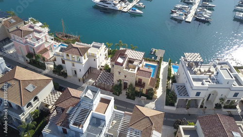 Aerial view of the new houses in marina, Limassol, Cyprus 2019