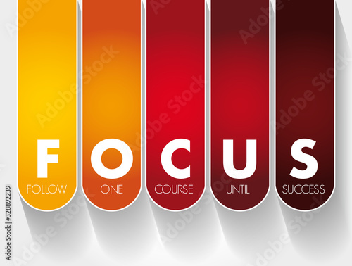 FOCUS - Follow One Course Until Success acronym, business concept background