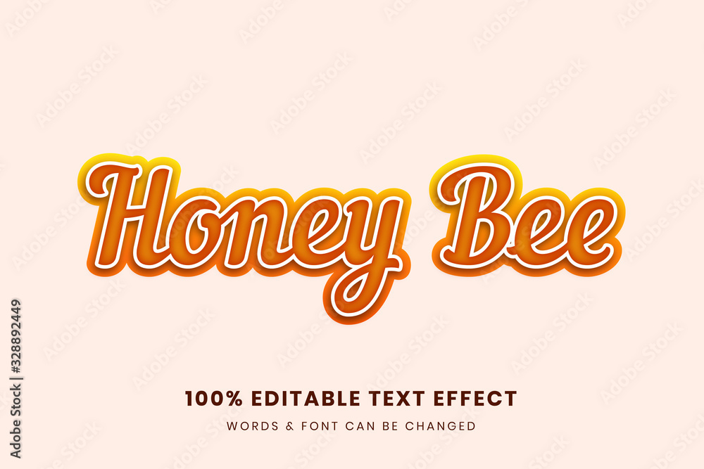 Honey bee 3d editable text effect