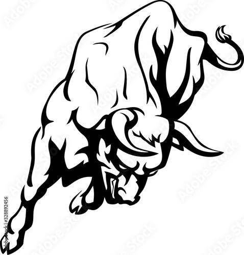 Wild Bull Line Art, Charging Attack