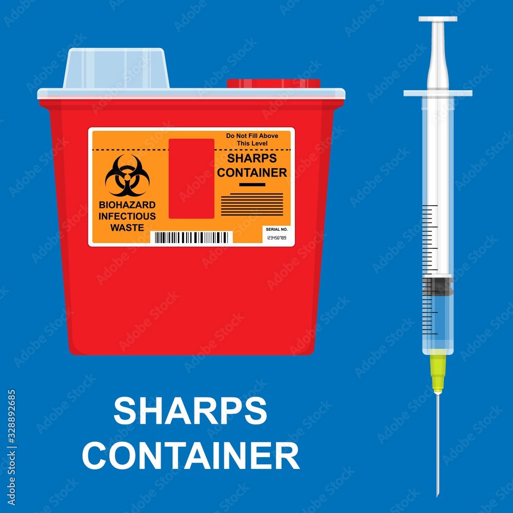 Sharps container HIV trash toxic risk care nurse label caution blood
