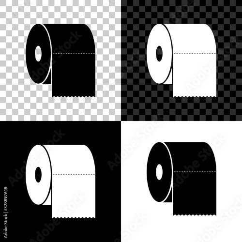 Set Toilet paper roll icon isolated on black, white and transparent background. Vector Illustration