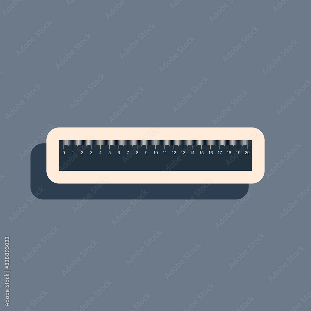 Black Ruler icon isolated on grey background. Straightedge symbol. Long shadow style. Vector Illustration Black Ruler icon isolated on grey background. Straightedge symbol. Long shadow style. Vector Illustration