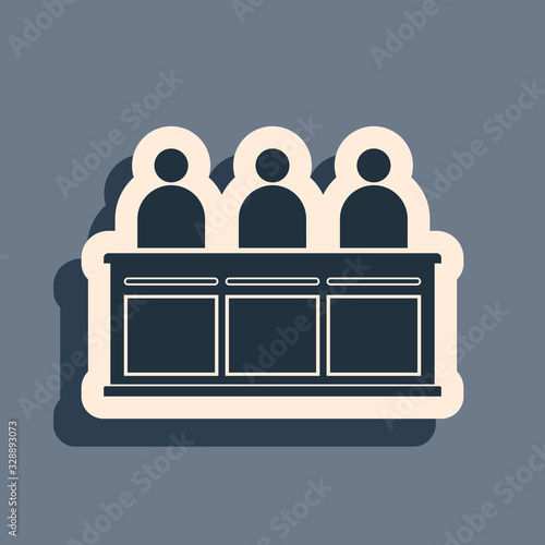 Black Jurors icon isolated on grey background. Long shadow style. Vector Illustration