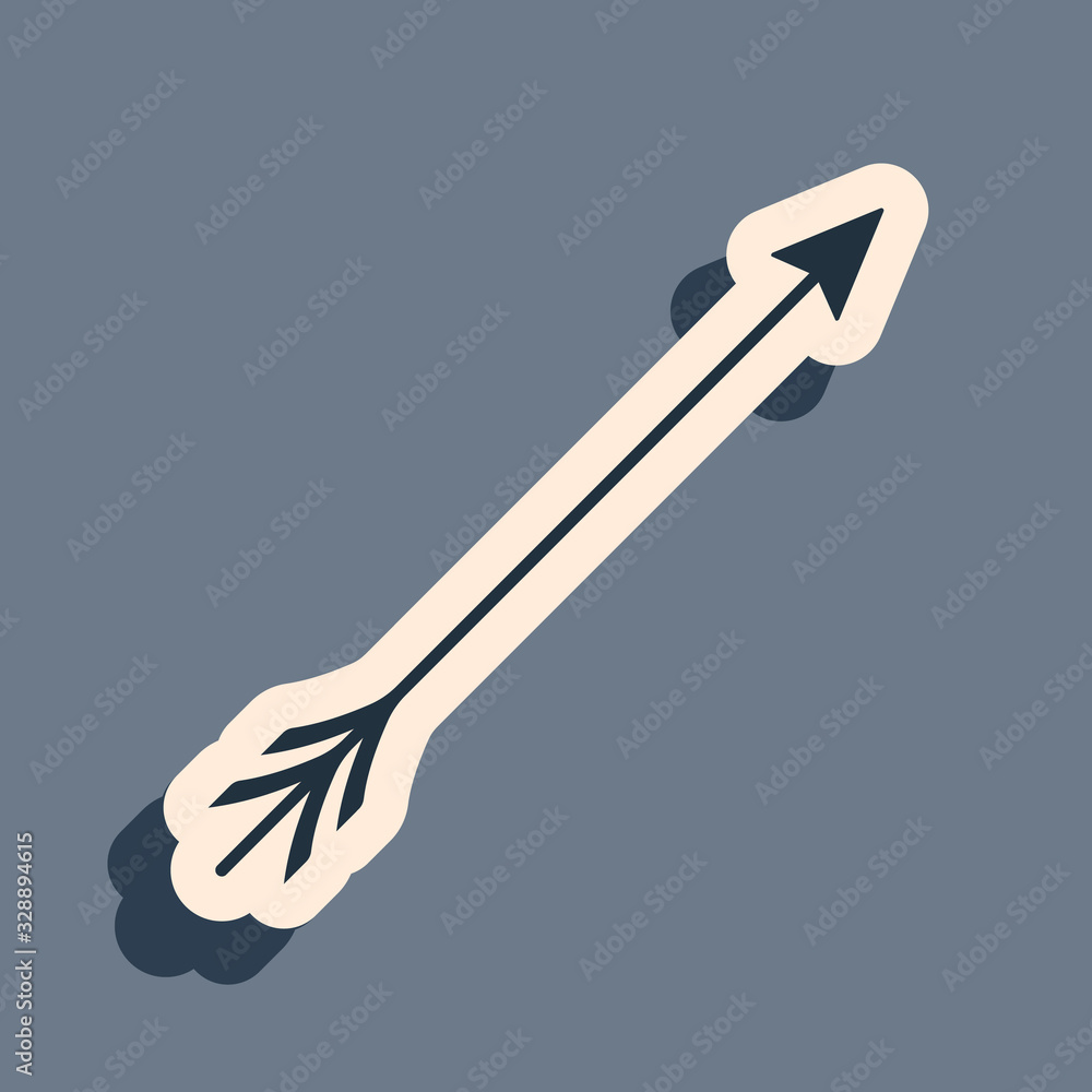 Black Hipster arrow icon isolated on grey background. Long shadow style. Vector Illustration Black Hipster arrow icon isolated on grey background. Long shadow style. Vector Illustration