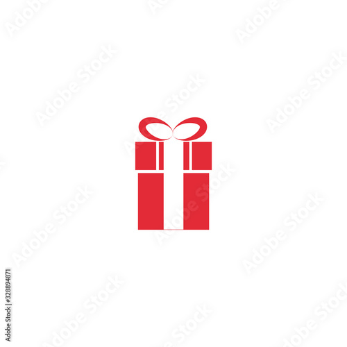 The icon of the gift. Icon for a holiday. Red on a white background.
