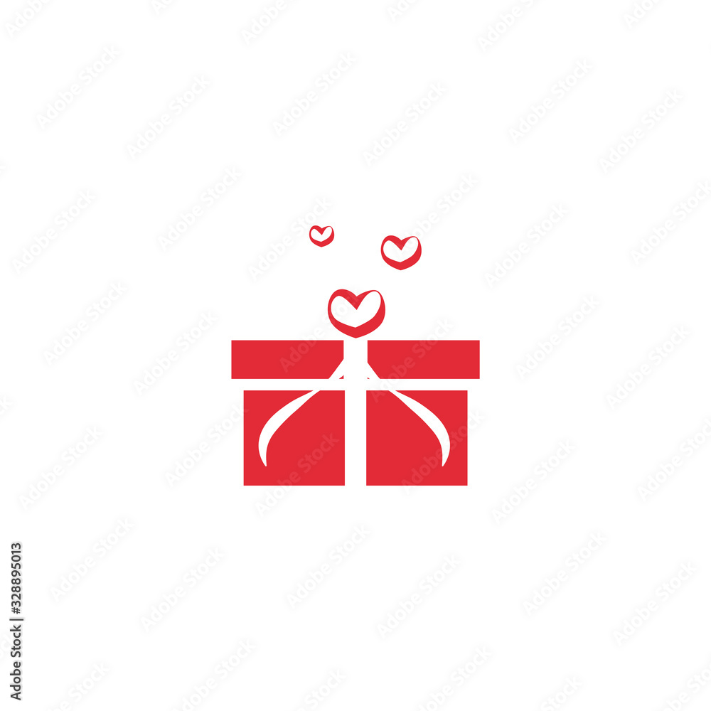 Obraz premium The icon of the gift. Icon for a holiday. Red on a white background.