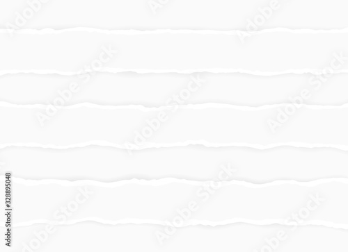 Ripped squared horizontal paper strips for text or message. Torn paper edge. Torn paper stripes. Vector illustration © NazArt