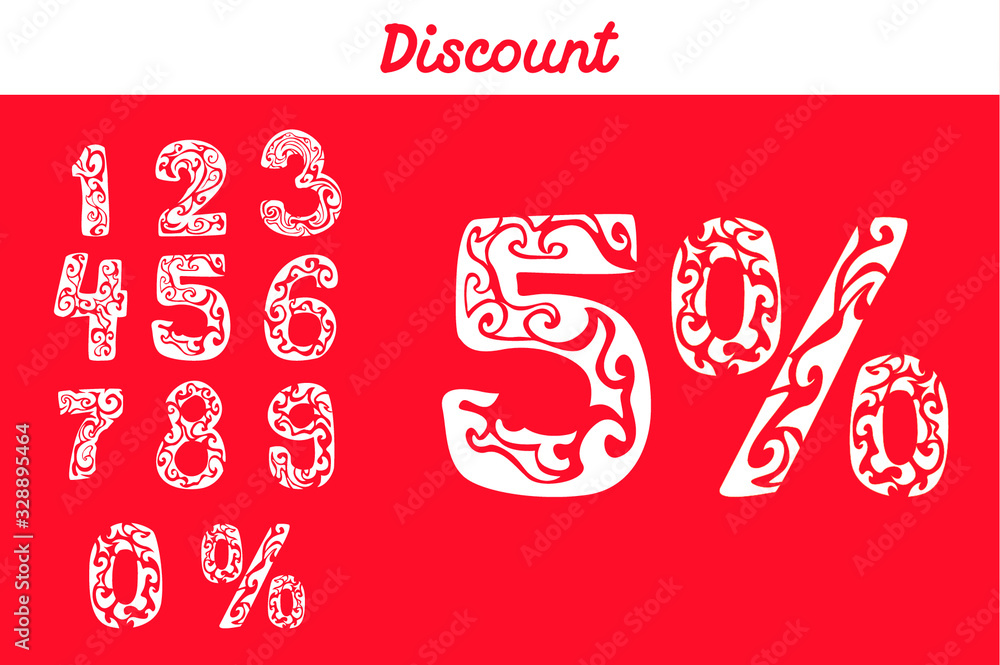 Naklejka premium all % discount number for sales design and advertising needs white color