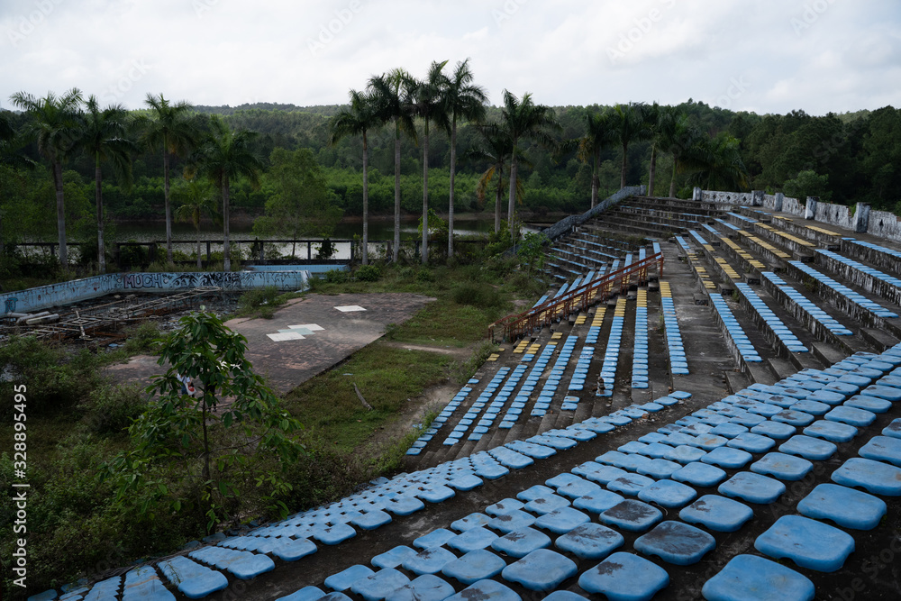 Abandoned water park stadium 