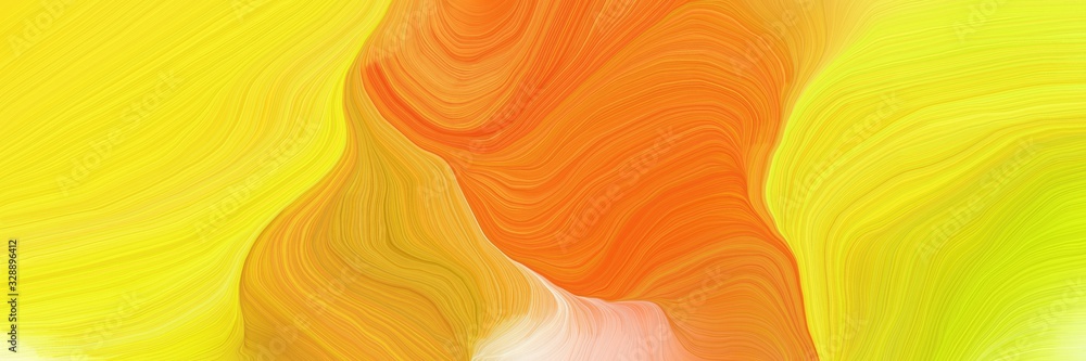 Fototapeta beautiful vibrant colored banner with gold, dark orange and golden rod color. modern soft swirl waves background illustration