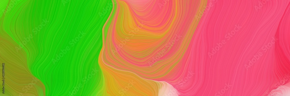 vibrant colored banner with waves. modern soft swirl waves background design with lime green, pastel red and dark khaki color