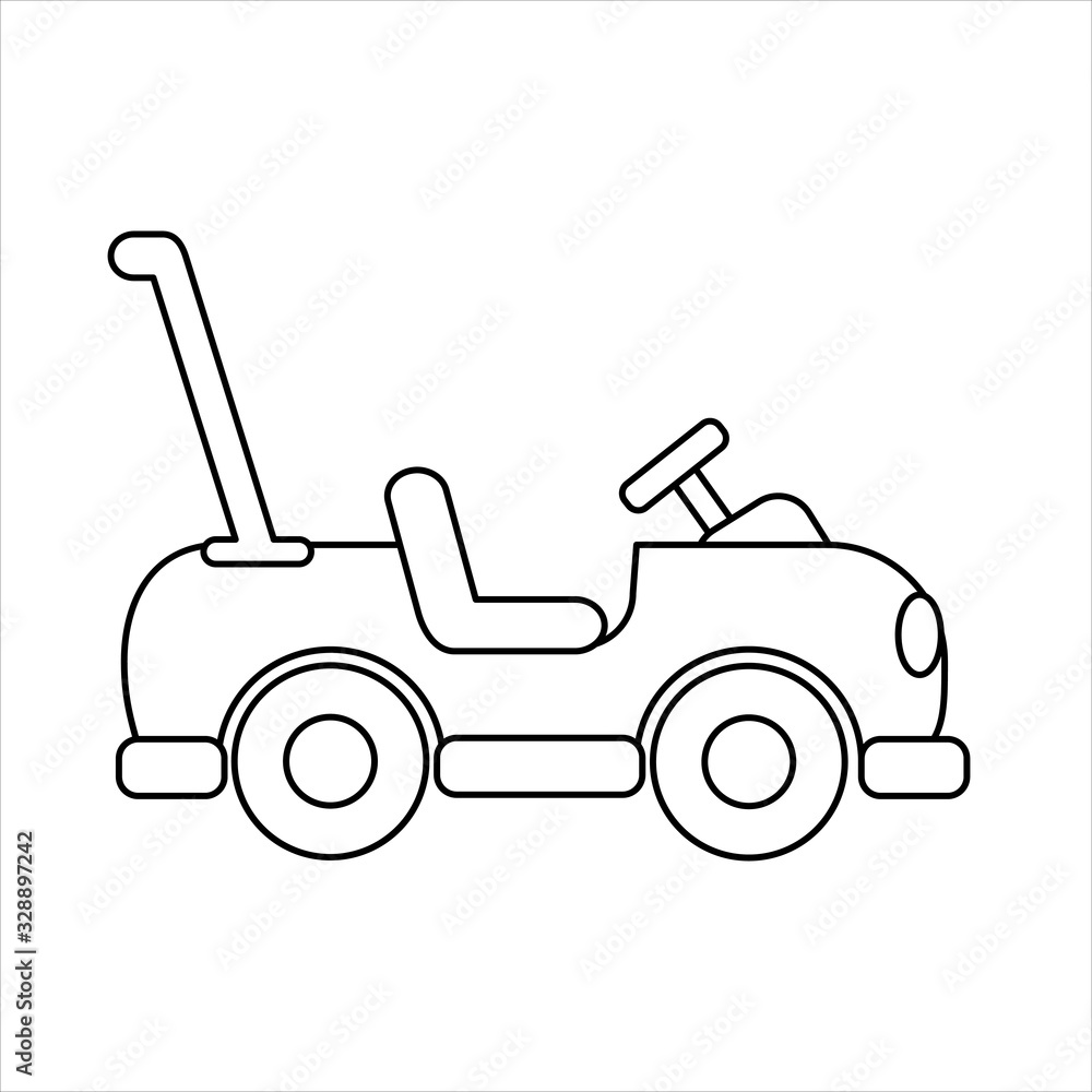 Coloring page outline of car toy. Vector illustration.