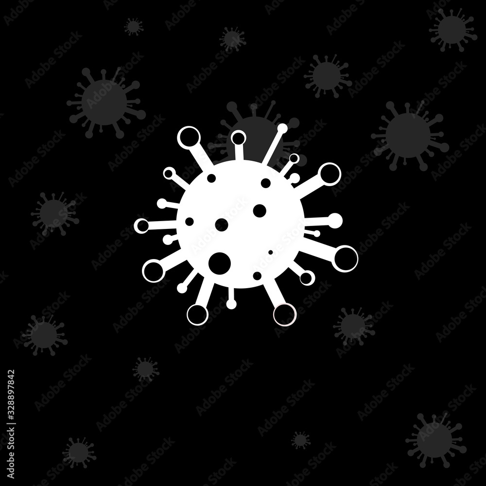 Virus. Abstract vector microbe on black background. Computer virus, allergy bacteria, medical healthcare, microbiology concept. Disease germ, pathogen organism, infectious micro virology Virus. Abstract vector microbe on black background. Computer virus, allergy bacteria, medical healthcare, microbiology concept. Disease germ, pathogen organism, infectious micro virology