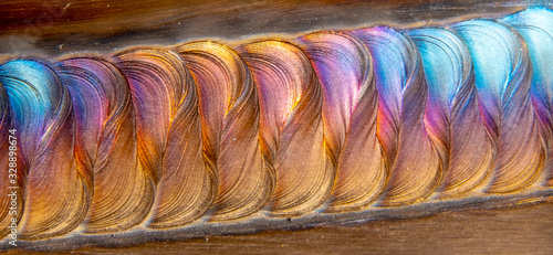 Welding of stainless steel with argon arc welding. Welding TIG.