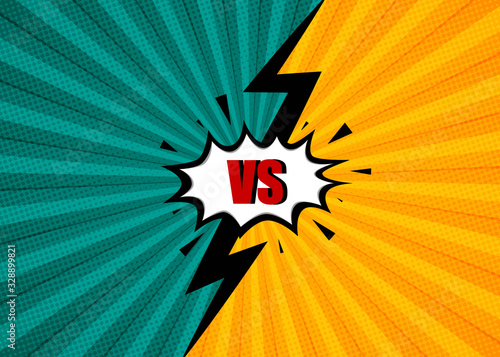 Vs comic. battle vs match colorful fight background with lightning.