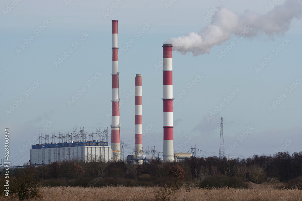 power station with chimneyon sky background power station with chimneyon sky background