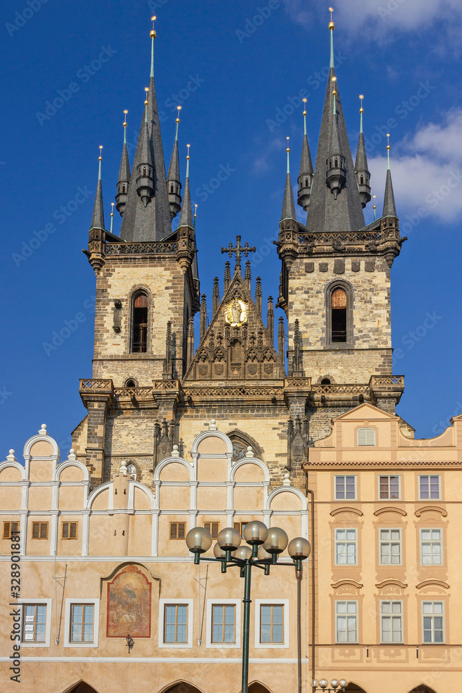 Prague city old town, Staromestska square, Church of our Lady Tyn, Czechia