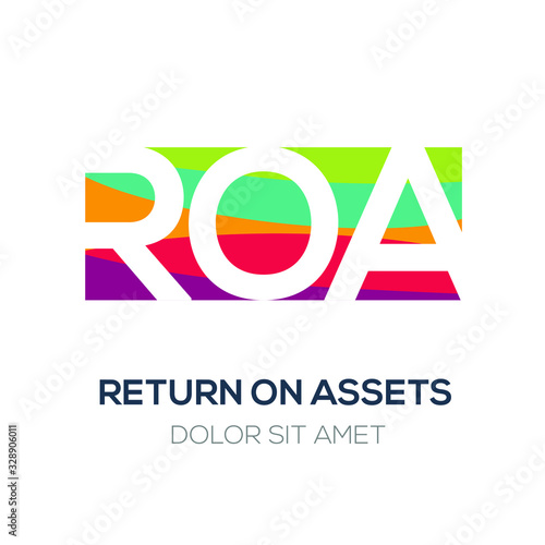 Creative colorful logo , ROA mean (return on assets) .