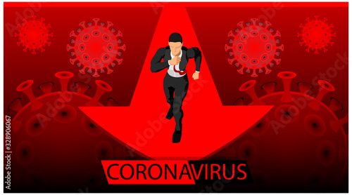 headlines for disease virus themes. the shadow of the corona virus. businessman and coronavirus - flyer template