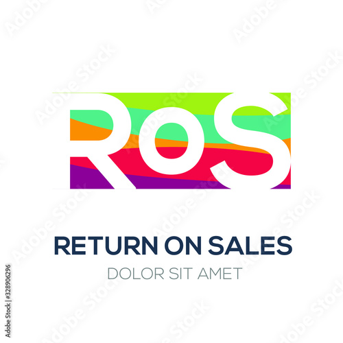 Creative colorful logo , ROS mean (return on sales) .