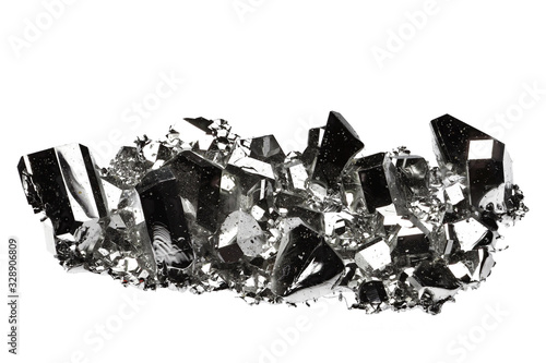 99.99% fine ruthenium crystal grown by vapour deposition isolated on white background