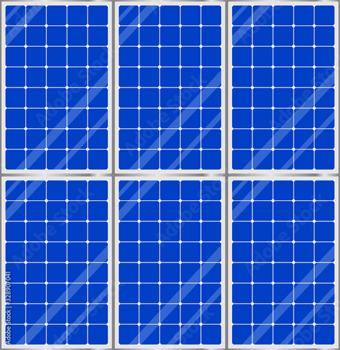 Solar cells panels pattern background, blue mirror