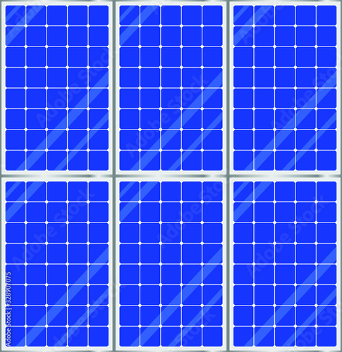 Solar cells panels pattern background, blue mirror