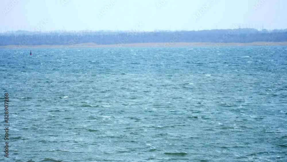 Sea bay with strong wind. Beautiful waves. Video for relaxation Sea bay with strong wind. Beautiful waves. Video for relaxation