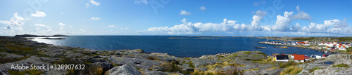 Fototapeta Naklejka Na Ścianę i Meble -  Panoramic view of the landscape and the buildings in Vrango island, Archipelago of Gothenburg, Sweden