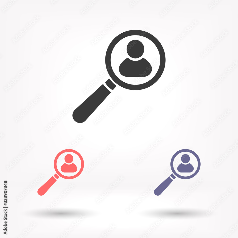 Magnifier with a man vector icon , lorem ipsum Flat design Magnifier with a man vector icon , lorem ipsum Flat design