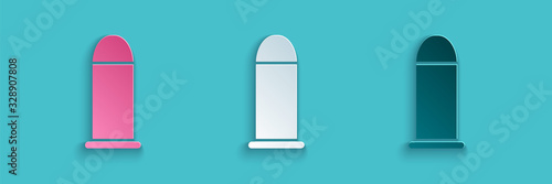 Paper cut Bullet icon isolated on blue background. Paper art style. Vector Illustration