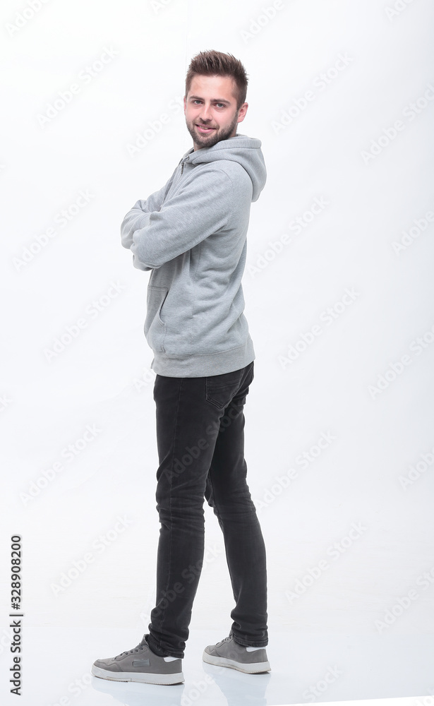 stylish young man looking forward. isolated on white stylish young man looking forward. isolated on white