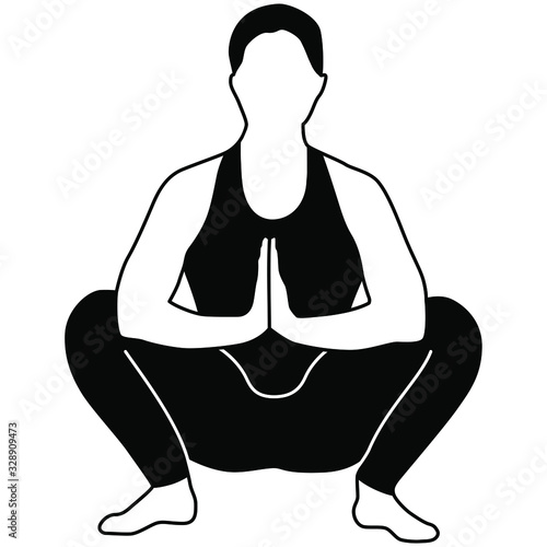 An illustration of the garland yoga pose