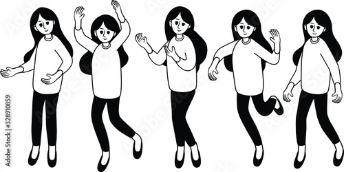 Anne - Girl Character Standing in 5 Pose for App, Onboarding, Website, or Landing Page