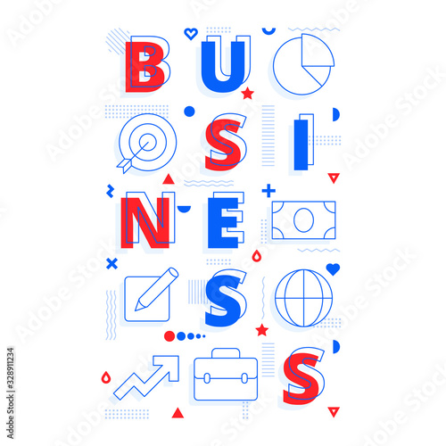Poster Business - geometric font in memphis style