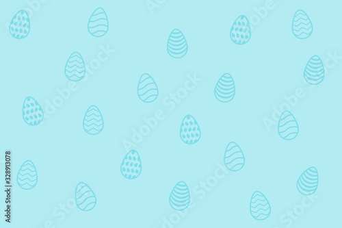 Canvas Print happy easter egg pattern blue background vector