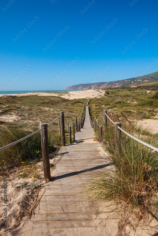 Wooden pathway over the dunes