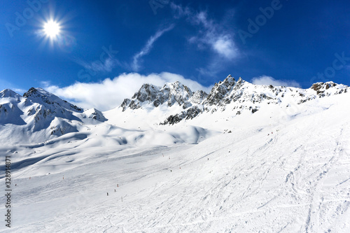 Winter landscape of mountains and copy space for your decoration. 