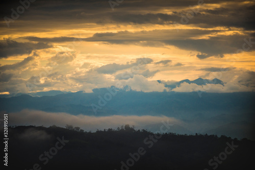 sunset in mountains in Colombia