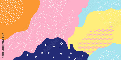 Abstract pattern background, vector color paint splash shape art design. Memphis pattern, geometric modern trendy texture bright background