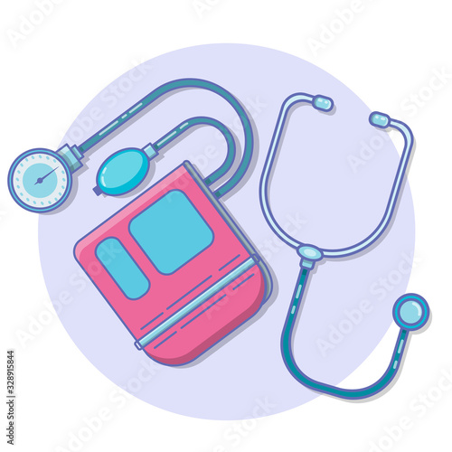 Blood pressure. Icon tonometer isolated on background.