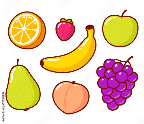 Fototapeta Cute cartoon fruits set