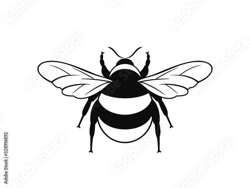 Bumblebee logo. Isolated bumblebee on white background. Wasp