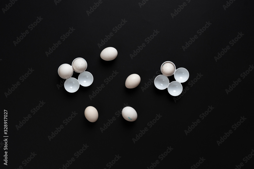 some white chicken eggs flat lay isolated on the colorful background some white chicken eggs flat lay isolated on the colorful background
