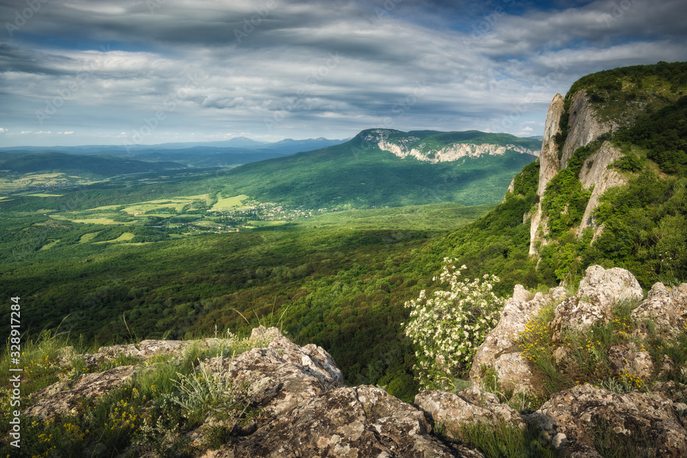 View from the mountain ridge to the Crimea valley